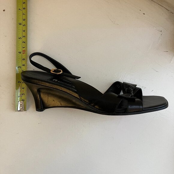 Etienne Aigner Black Wedge Sandals Size 7M - Picture 7 of 8